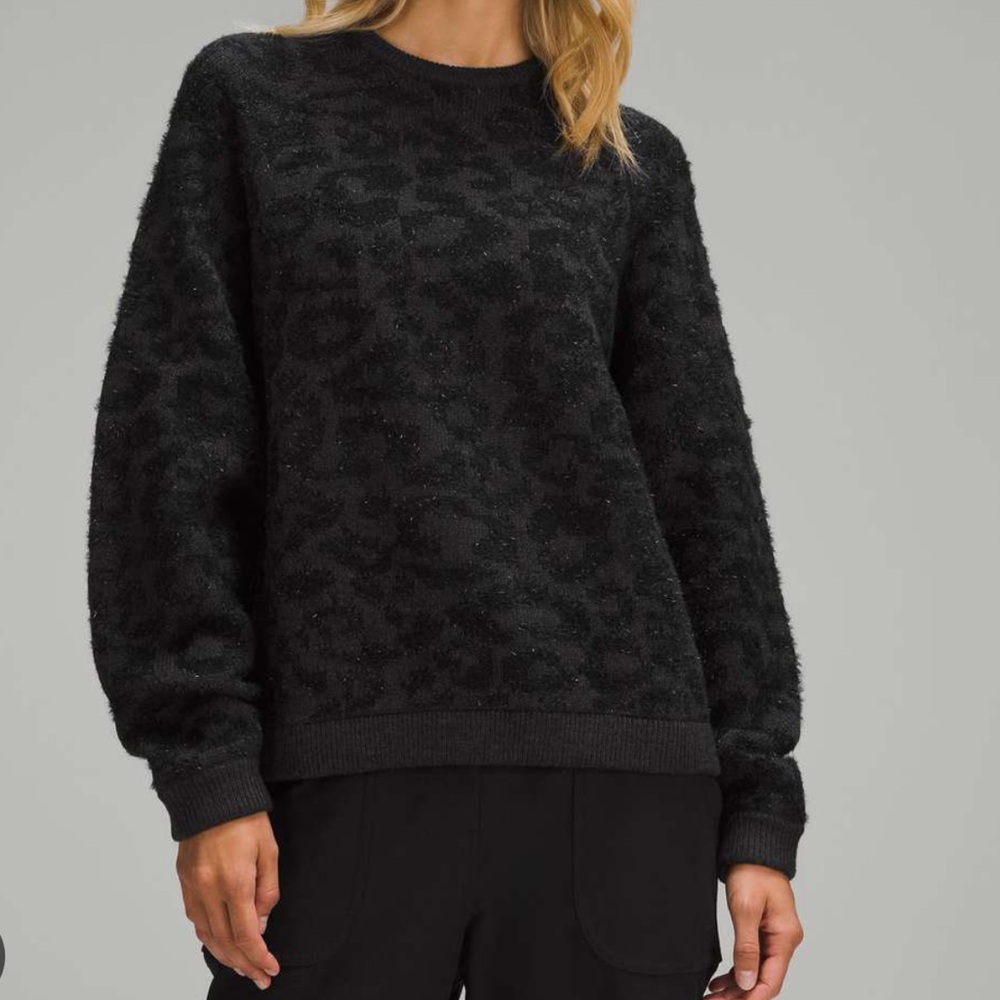 lululemon Black Wool Blend Leopard Sweater